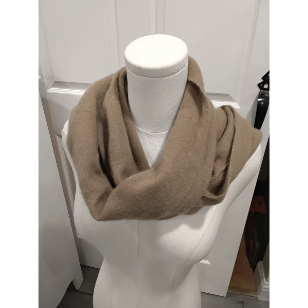 Club Room by Charter Club 100% Cashmere Scarf Camel Tan Solid Fringe Winter Wrap